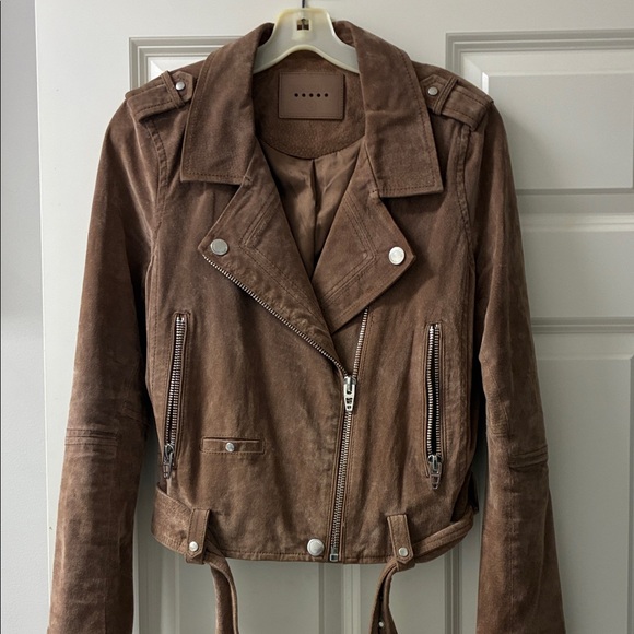 Blank NYC Jackets & Blazers - Blank NYC Brown Suede Moto Jacket with Silver Hardware
